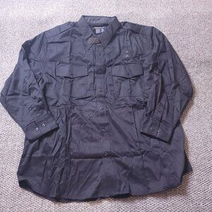 5.11 Tactical Series Shirt Mens 2XL XXL  Black  18-18.5 34/35 Sleeve Button 511